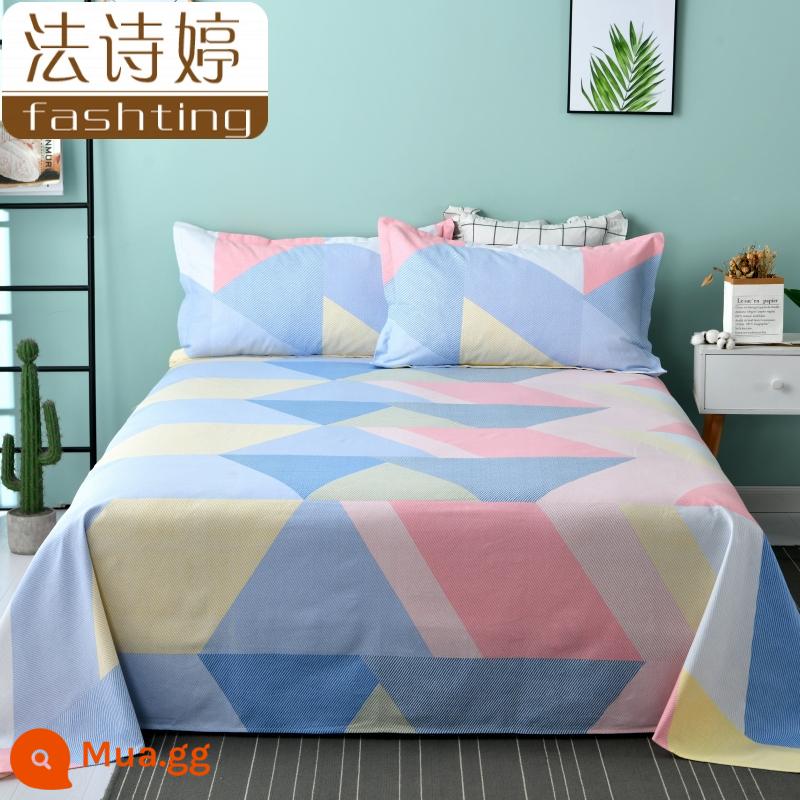 Ga trải giường cotton dày tấm đơn 100 cotton tấm vải thô cũ 1 mét 51,8m học sinh đơn 1,2 bộ ba mảnh - Shinichi