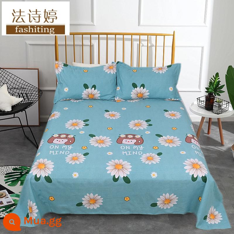 Ga trải giường cotton dày tấm đơn 100 cotton tấm vải thô cũ 1 mét 51,8m học sinh đơn 1,2 bộ ba mảnh - cô bé tươi tắn