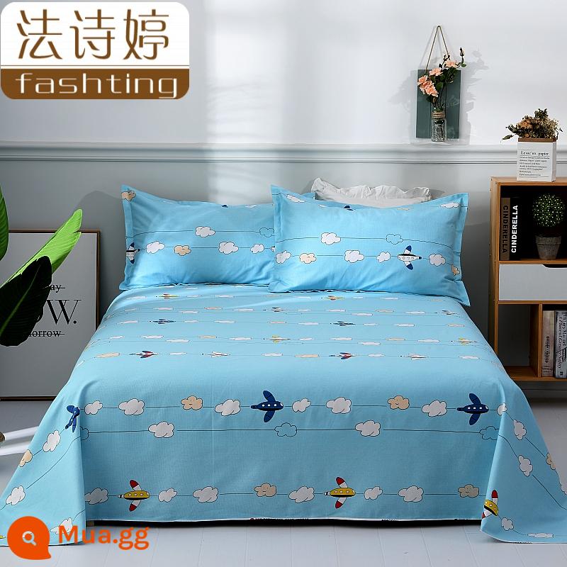 Ga trải giường cotton dày tấm đơn 100 cotton tấm vải thô cũ 1 mét 51,8m học sinh đơn 1,2 bộ ba mảnh - Cờ lê ổ cắm 1/4 inch-màu xanh