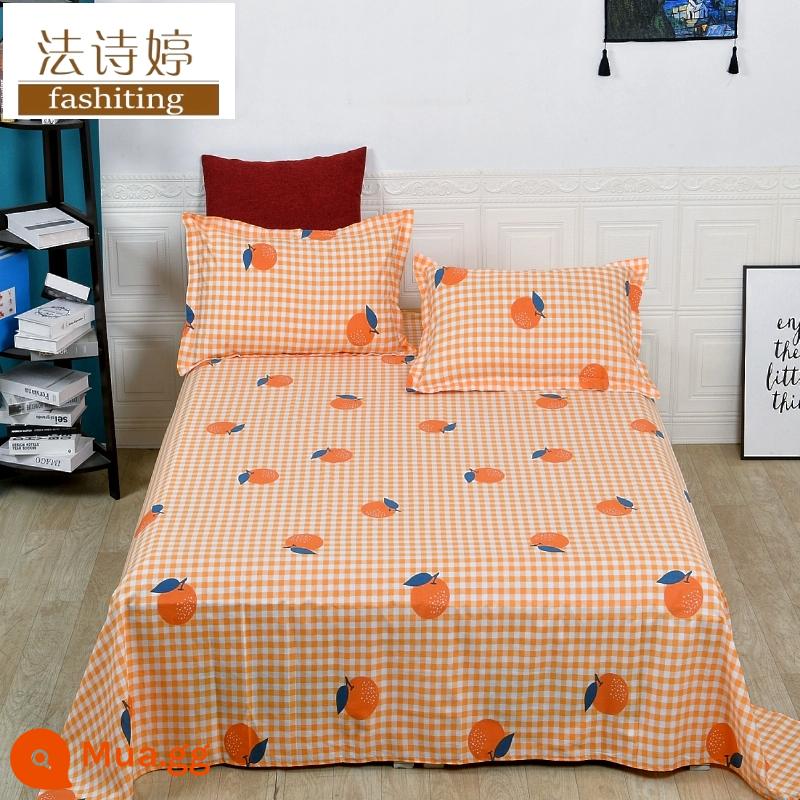 Ga trải giường cotton dày tấm đơn 100 cotton tấm vải thô cũ 1 mét 51,8m học sinh đơn 1,2 bộ ba mảnh - sức sống cam