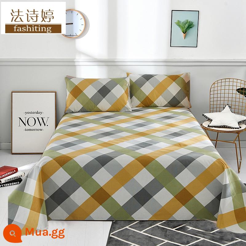 Ga trải giường cotton dày tấm đơn 100 cotton tấm vải thô cũ 1 mét 51,8m học sinh đơn 1,2 bộ ba mảnh - Phong cách đơn giản