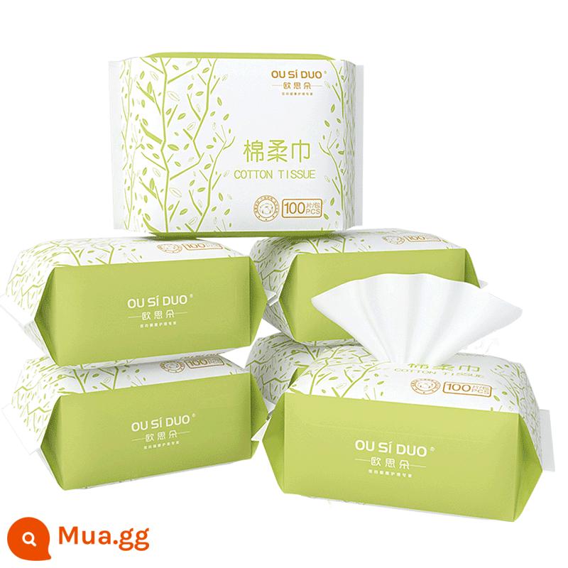 Khăn giấy mềm Ocedo baby cotton lau mặt và rửa mông đặc biệt khăn giấy mềm sơ sinh khô và ướt đa dụng 5 gói - Khăn bông cho bé.