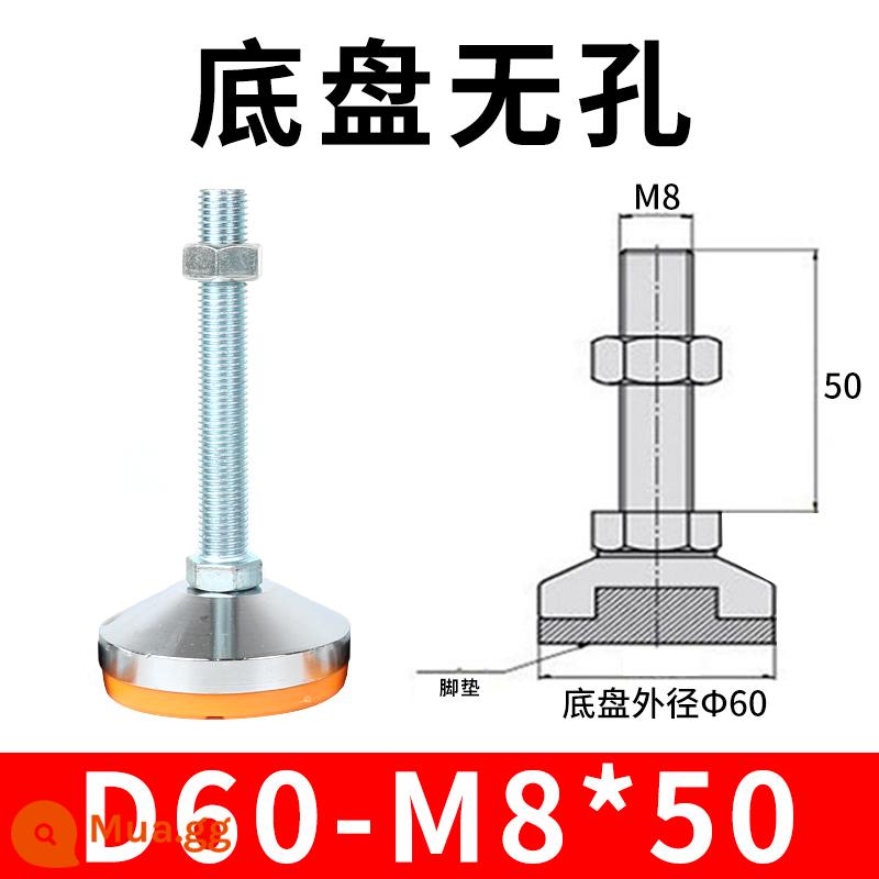 Nặng chân cốc cố định chân thép carbon chống trượt kim loại vít điều chỉnh máy chân m12 hỗ trợ điều chỉnh chân m16 - 60-8x50