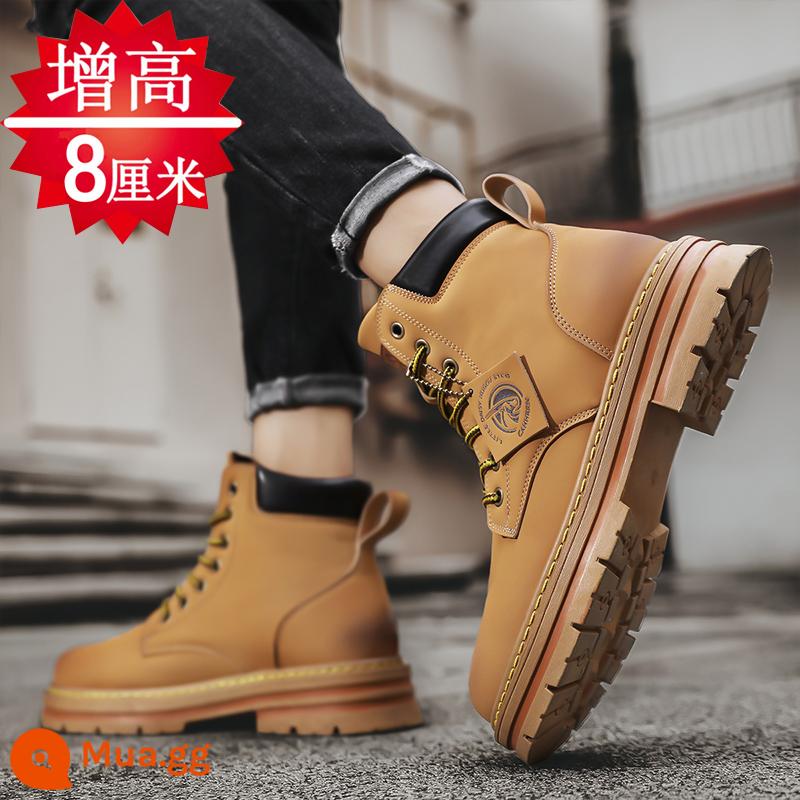 Martin Boots Mùa đông nam cộng với nhung leo núi cao -Giày da bảo vệ trang web chống thấm nước nội bộ nam - Màu vàng (hình chính được tăng chiều cao) (Phiên bản chính thức của Flagship)