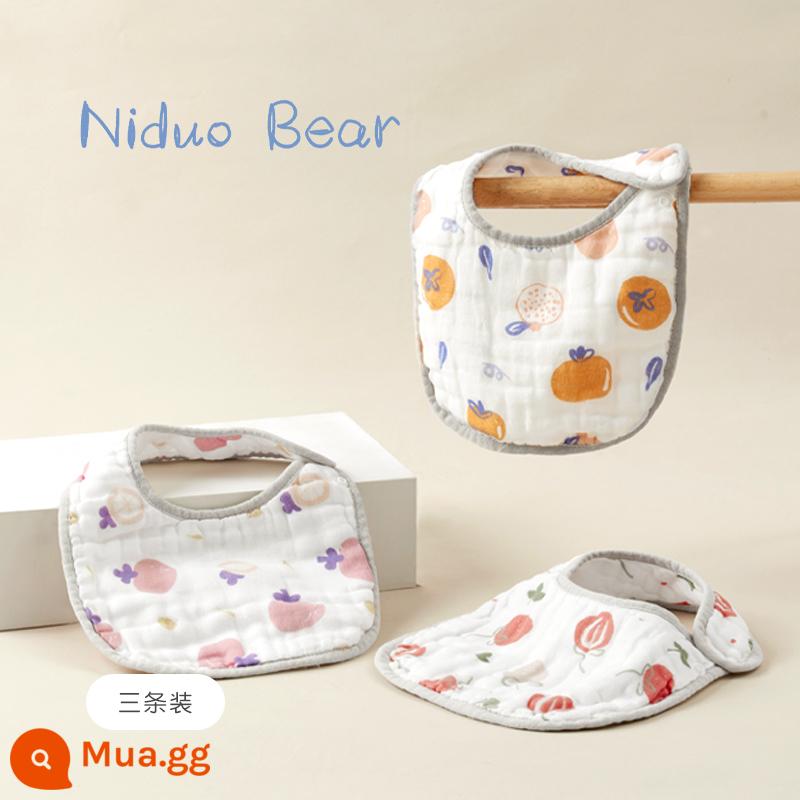 Yếm Nido gấu nước dãi bé hình cánh hoa Yếm nhỏ chống bẩn Yếm sơ sinh cotton chống thấm nước có thể xoay được - Hồng Như Ý + Dâu Tây + Măng Cụt Tím (yếm chữ U)