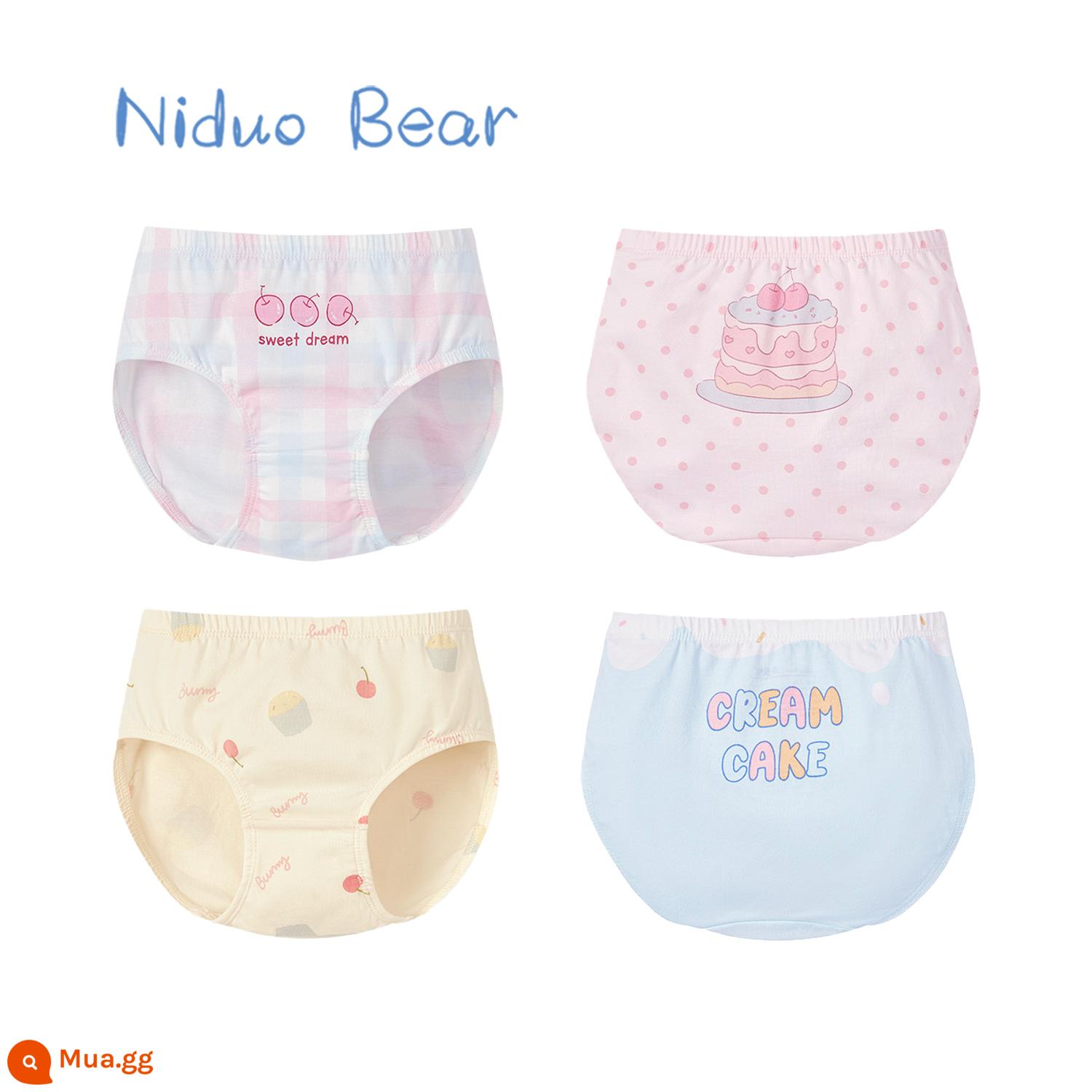 Quần lót trẻ em gấu Nido cotton bé gái tam giác quần bé gái quần đùi trẻ em không kẹp pp - [Bông nguyên chất] TB847+TB845 (gói 4 chiếc)