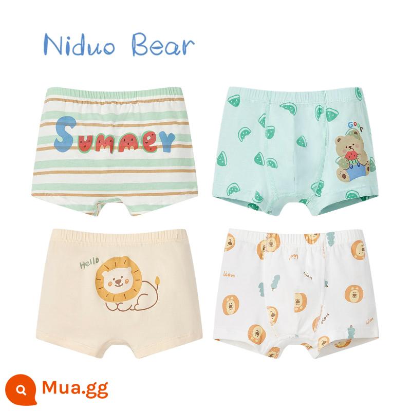 Quần lót trẻ em gấu Nido bé trai cotton bé trai quần đùi trẻ em bốn góc quần đùi trẻ em vừa và lớn - TB714+TB710 (gói bốn)