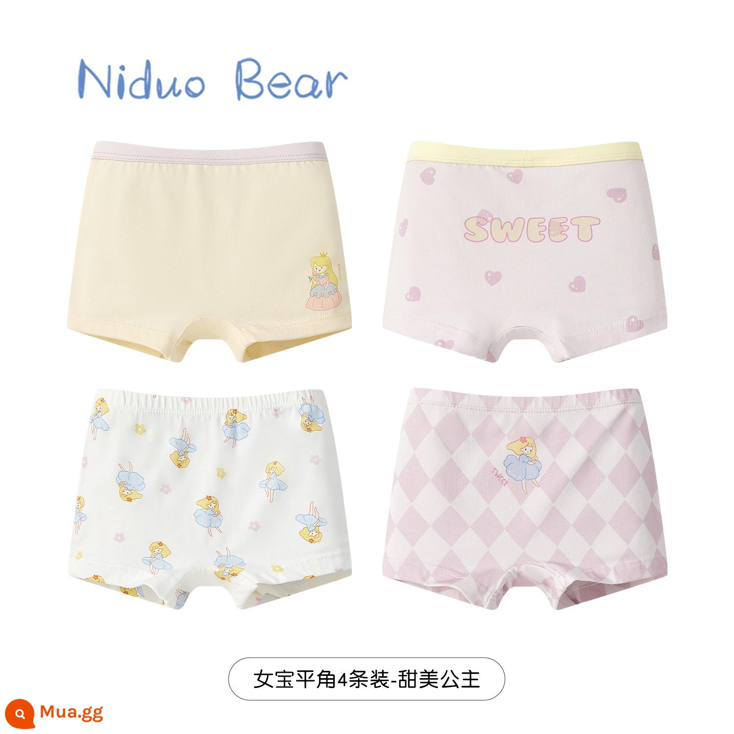 Nido Gấu Bé Gái Quần Lót Trẻ Em Cotton Nguyên Chất Quần Lót Boxer Cho Bé Quần Lót Boxer Bé Gái Không Kẹp Mông - TB965+TB967 (4 gói) [60 kháng khuẩn]