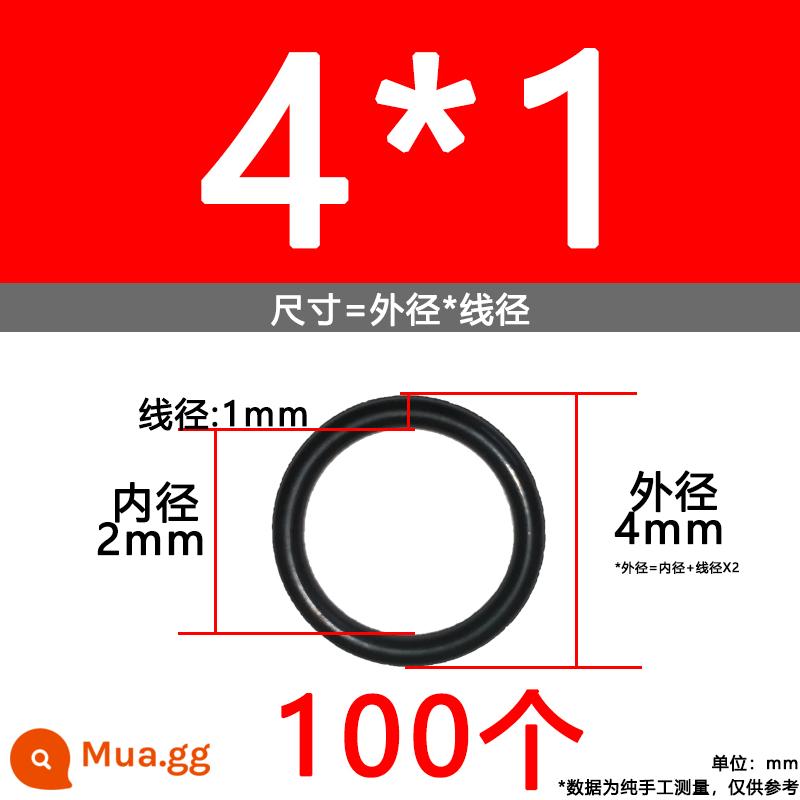 O-ring van công nghiệp van khí miễn phí vận chuyển con dấu chịu áp lực cao màu đen Dingqing flo cao su skeleton con dấu dầu chịu mài mòn hộp sửa chữa - Nitrile bên ngoài 4*1[100 miếng]