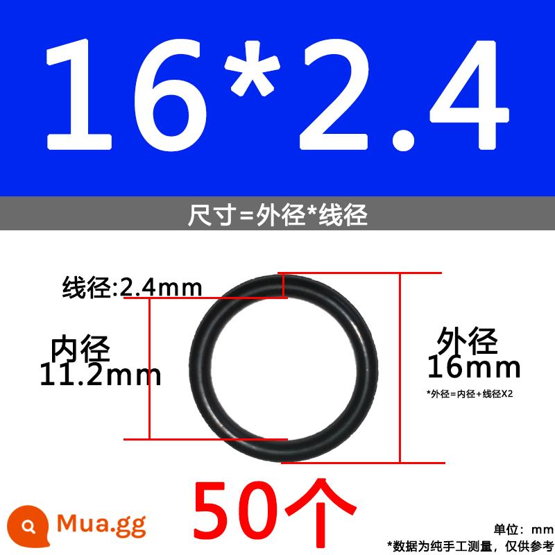 O-ring van công nghiệp van khí miễn phí vận chuyển con dấu chịu áp lực cao màu đen Dingqing flo cao su skeleton con dấu dầu chịu mài mòn hộp sửa chữa - Nitrile bên ngoài 16*2.4[50 miếng]