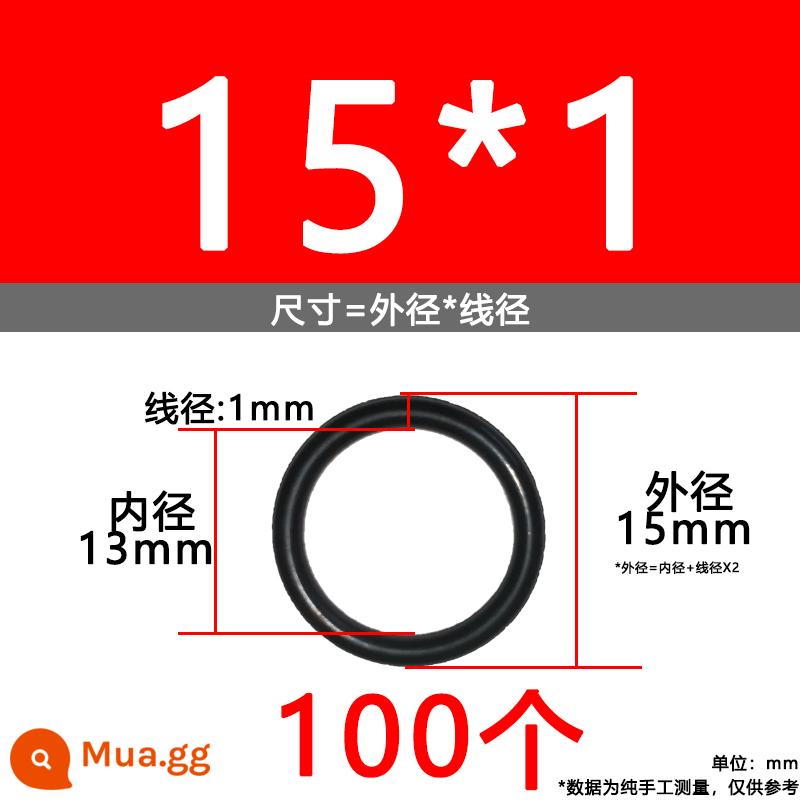 O-ring van công nghiệp van khí miễn phí vận chuyển con dấu chịu áp lực cao màu đen Dingqing flo cao su skeleton con dấu dầu chịu mài mòn hộp sửa chữa - Nitrile bên ngoài 15*1[100 miếng]