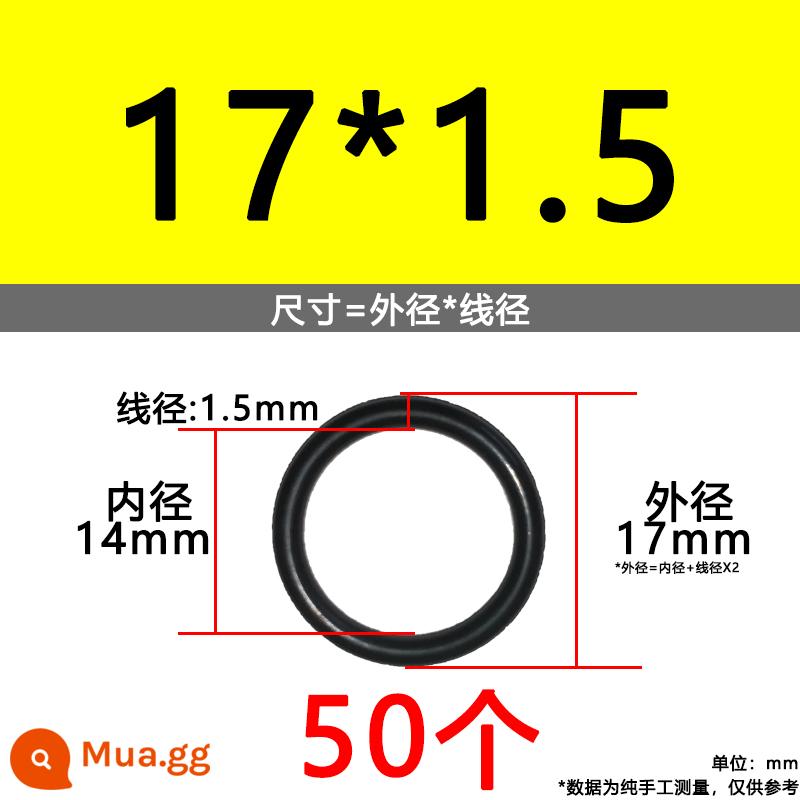 O-ring van công nghiệp van khí miễn phí vận chuyển con dấu chịu áp lực cao màu đen Dingqing flo cao su skeleton con dấu dầu chịu mài mòn hộp sửa chữa - Nitrile bên ngoài 17*1.5[50 miếng]