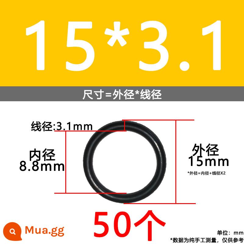 O-ring van công nghiệp van khí miễn phí vận chuyển con dấu chịu áp lực cao màu đen Dingqing flo cao su skeleton con dấu dầu chịu mài mòn hộp sửa chữa - Nitrile bên ngoài 15*3.1[50 miếng]