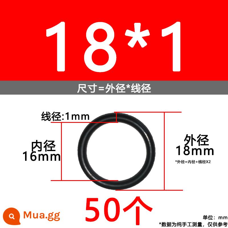 O-ring van công nghiệp van khí miễn phí vận chuyển con dấu chịu áp lực cao màu đen Dingqing flo cao su skeleton con dấu dầu chịu mài mòn hộp sửa chữa - Nitrile bên ngoài 18*1[50 miếng]