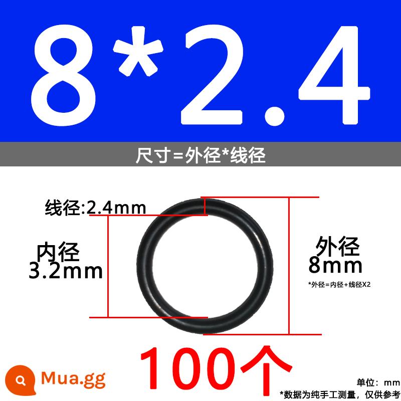 O-ring van công nghiệp van khí miễn phí vận chuyển con dấu chịu áp lực cao màu đen Dingqing flo cao su skeleton con dấu dầu chịu mài mòn hộp sửa chữa - Nitrile bên ngoài 8*2.4 [100 miếng]