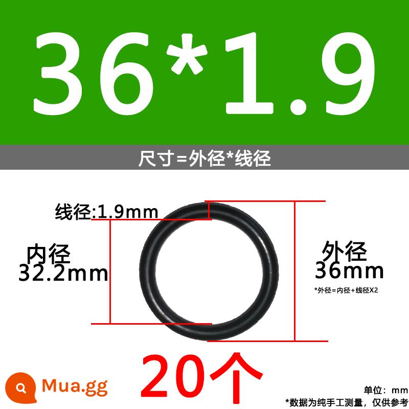 O-ring van công nghiệp van khí miễn phí vận chuyển con dấu chịu áp lực cao màu đen Dingqing flo cao su skeleton con dấu dầu chịu mài mòn hộp sửa chữa - Nitrile bên ngoài 36*1.9[20 miếng]