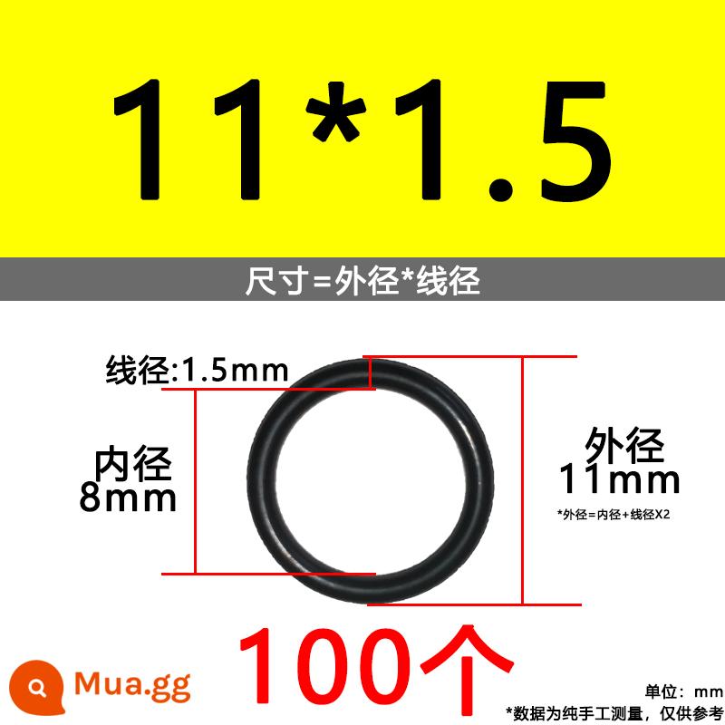 O-ring van công nghiệp van khí miễn phí vận chuyển con dấu chịu áp lực cao màu đen Dingqing flo cao su skeleton con dấu dầu chịu mài mòn hộp sửa chữa - Nitrile bên ngoài 11*1.5[100 miếng]