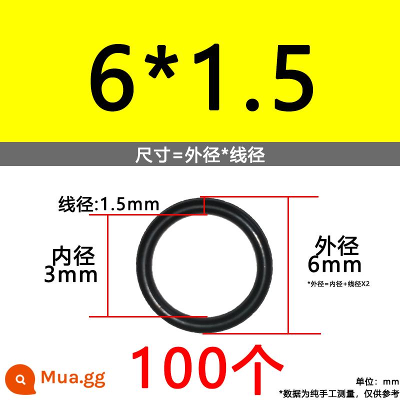 O-ring van công nghiệp van khí miễn phí vận chuyển con dấu chịu áp lực cao màu đen Dingqing flo cao su skeleton con dấu dầu chịu mài mòn hộp sửa chữa - Nitrile bên ngoài 6*1.5[100 miếng]