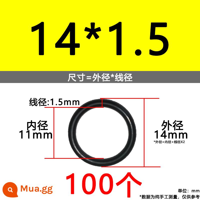 O-ring van công nghiệp van khí miễn phí vận chuyển con dấu chịu áp lực cao màu đen Dingqing flo cao su skeleton con dấu dầu chịu mài mòn hộp sửa chữa - Nitrile bên ngoài 14*1.5[100 miếng]