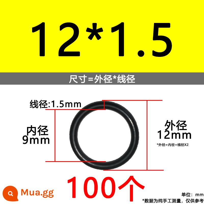 O-ring van công nghiệp van khí miễn phí vận chuyển con dấu chịu áp lực cao màu đen Dingqing flo cao su skeleton con dấu dầu chịu mài mòn hộp sửa chữa - Nitrile bên ngoài 12*1.5[100 miếng]