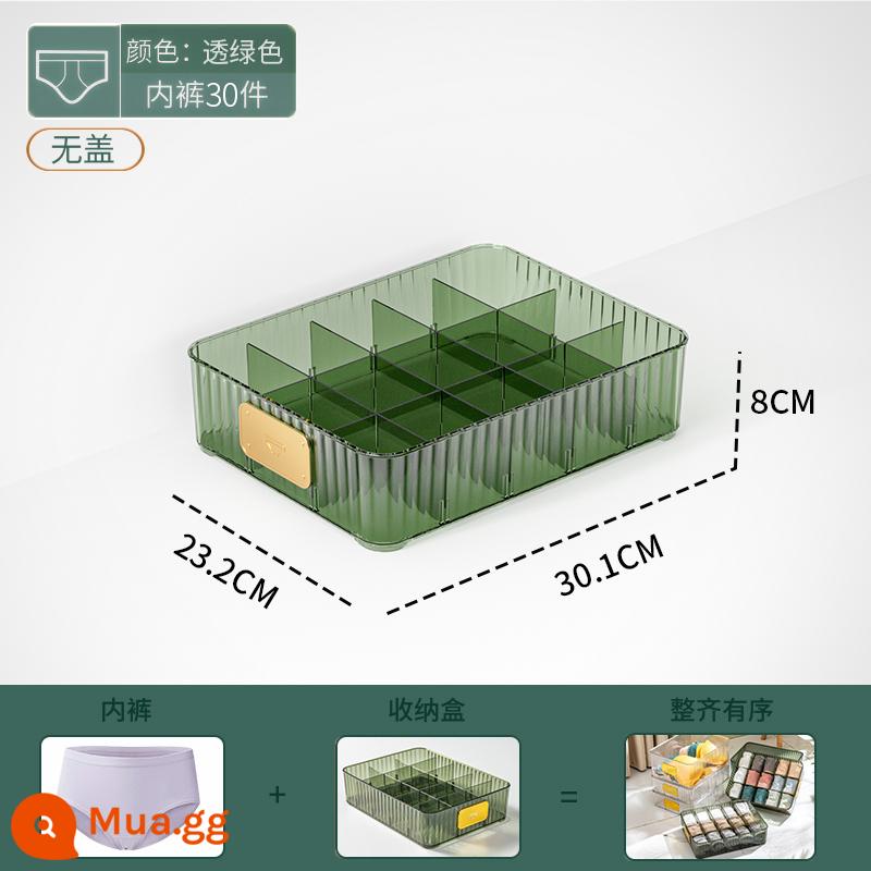 Quần lót quần tất hộp bảo quản áo ngực trong suốt hoàn thiện hộp nhà chia định dạng 3 trong 1 cá nhân quần áo hiện vật - Hộp đựng đồ lót trong suốt màu xanh [15 ngăn không nắp]