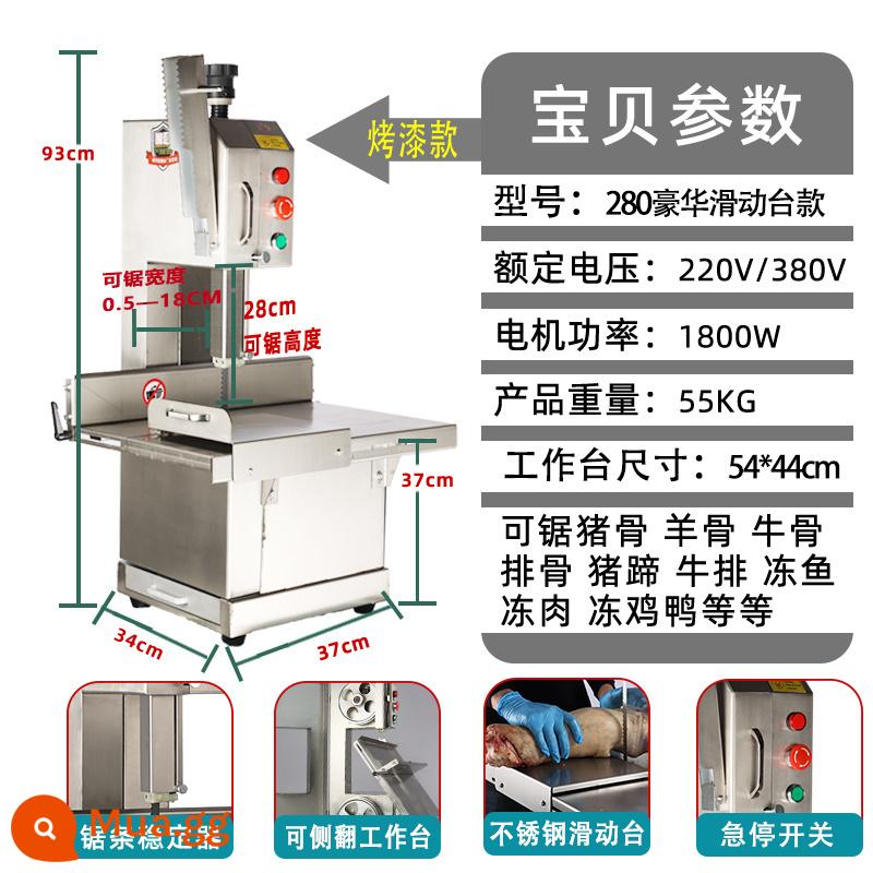 Máy Cưa Xương Thương Mại Máy Cắt Xương Điện Máy Tính Để Bàn Xương Bò Thịt Đông Lạnh Nước Trotter Hộ Gia Đình Xương Nhỏ Máy Cắt Sườn - Sơn thương mại F280B + bàn trượt + lưỡi cưa thương mại nâng cao 1800W