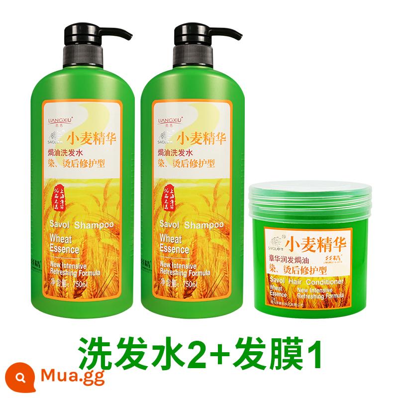 Zhanghua Wheat Essence Dinh Dưỡng Mặt Nạ Dưỡng Tóc Dầu Gội Bộ Nữ Sửa Chữa Thuốc Nhuộm Nóng Khô Mịn Nướng Thuốc Mỡ - 2 chai dầu gội lúa mì + mặt nạ tóc lúa mì 750ml*2+500ml