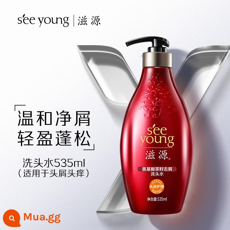 Ziyuan Amino Acid Ginger Dầu Gội, Kiểm Soát Dầu, Trị Gàu, Mịn Màng Và Nuôi Dưỡng, Không Silicon Flagship Store Chính Hãng - [Dầu gội nhẹ nhàng trị gàu] Dầu gội hạt trà 535mL