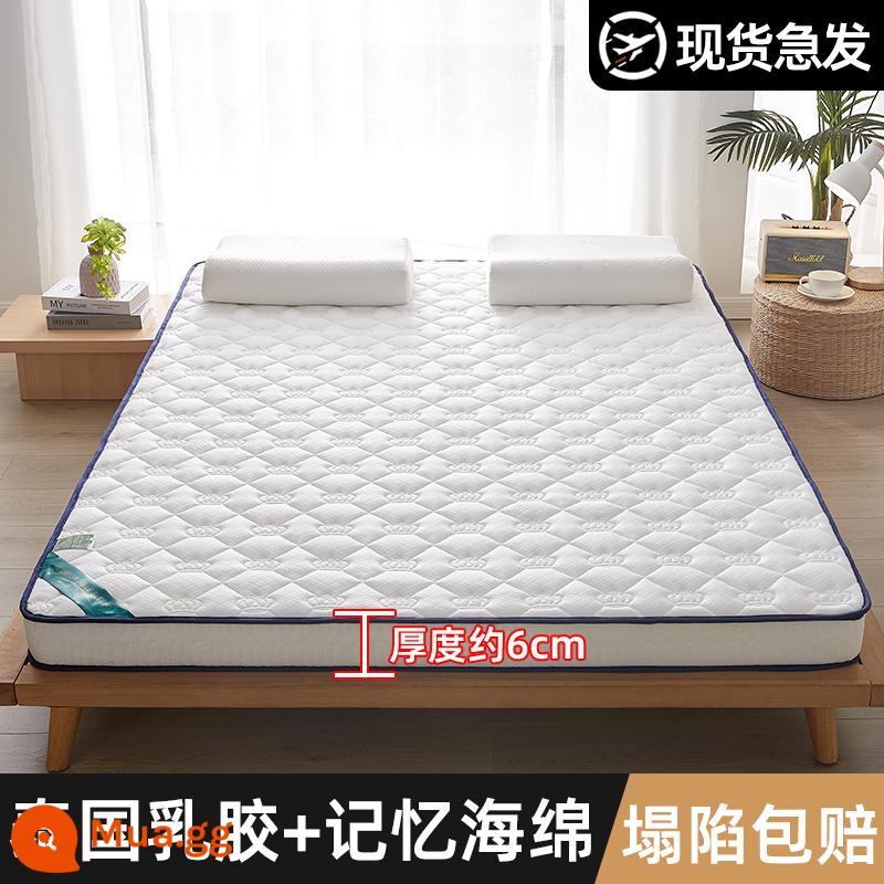 Nệm cao su đệm hộ gia đình nệm pad 1.58 ký túc xá người độc thân cho thuê đặc biệt bọt biển dày chiếu cứng - Crown White ba chiều 6cm [đảm bảo sập nệm cao su]