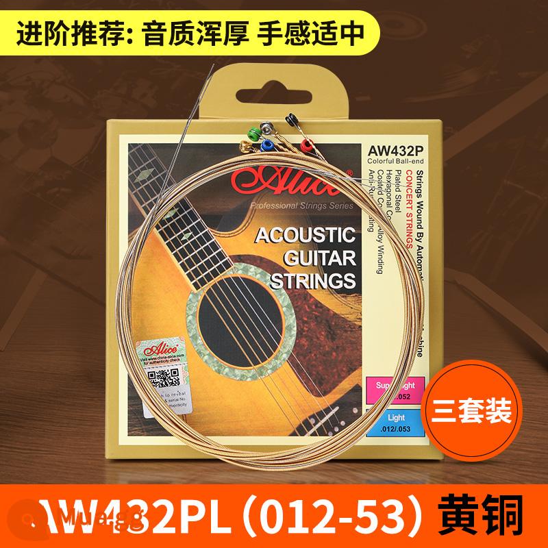 Bộ dây đàn guitar alice Alice bộ 6 dây đàn guitar acoustic dân gian trọn bộ dây đơn 1 dây chống gỉ - AW432PL (012-053) ba bộ