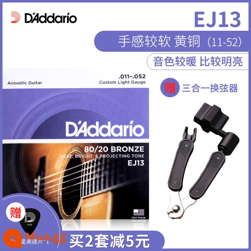 Bộ dây đàn guitar D'Addario chính hãng Mỹ bộ 6 dây đàn guitar acoustic dân gian full set dây EJ16 - Công cụ thay đổi chuỗi EJ13+