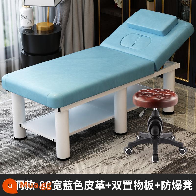 Giường thẩm mỹ viện thẩm mỹ chuyên dụng giường massage gấp giường vật lý trị liệu giường massage nhà moxibustion giường nối mi giường tattoo thêu giường - Chân vuông 7.5cm đầu vuông 190*80 lỗ ngực da xanh + ghế chống cháy nổ