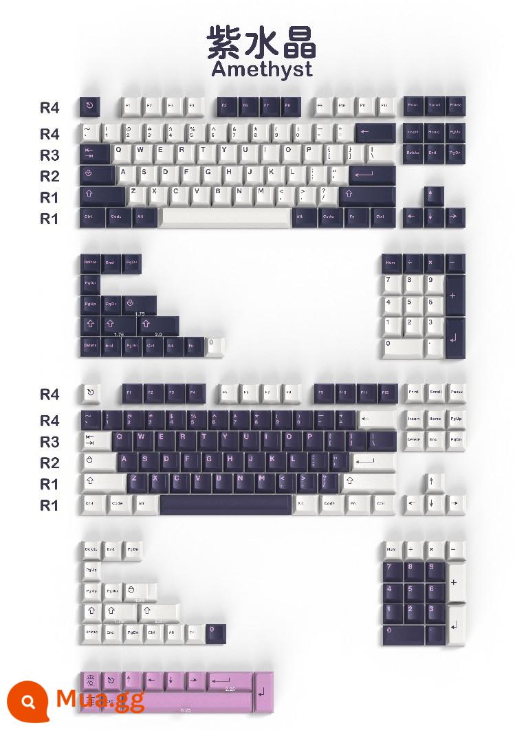 Aifei biểu tượng anh đào chiều cao ban đầu keycap ABS đúc hai màu toàn bộ ảo ảnh WOB Độc màu xanh cổ điển - biểu tượng khuôn thạch anh tím 253 chìa khóa