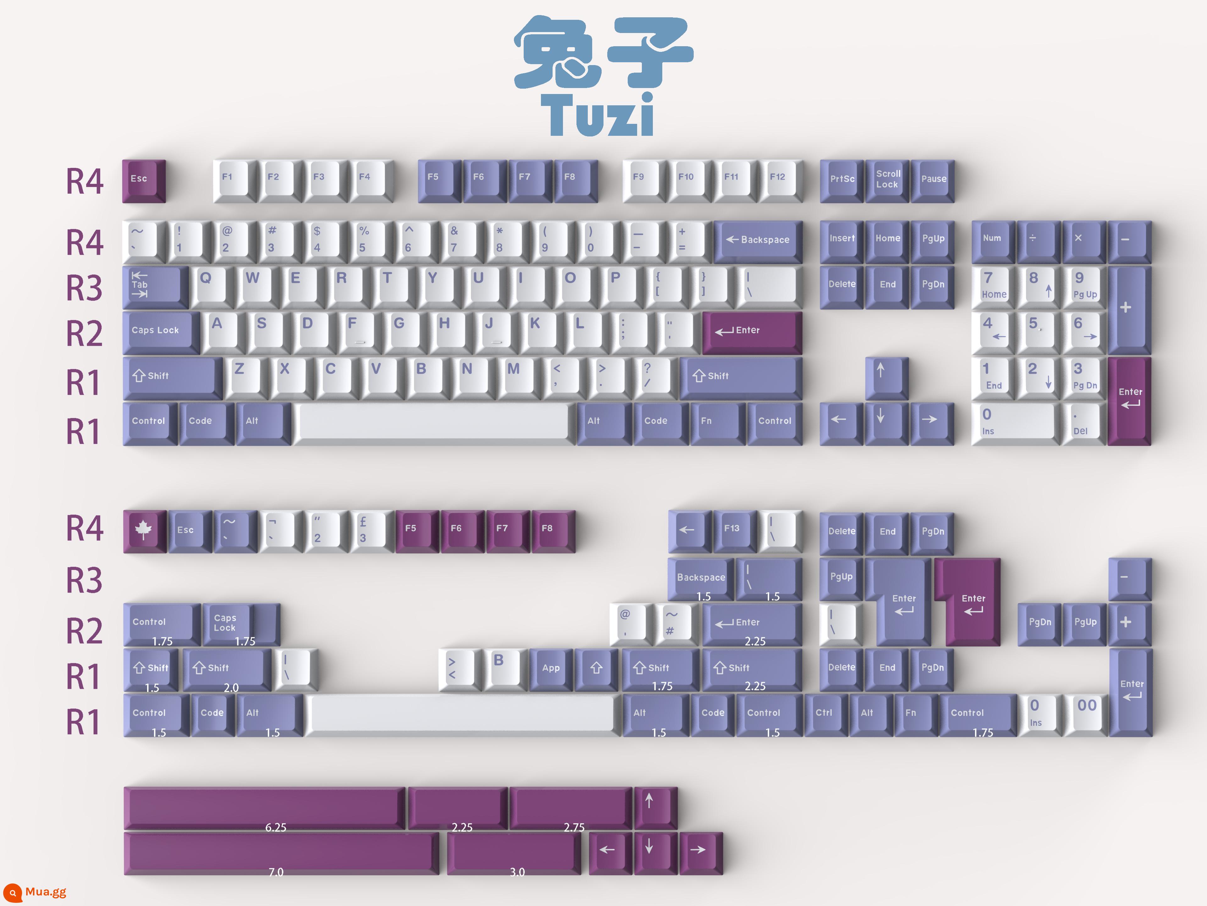 Aifei biểu tượng anh đào chiều cao ban đầu keycap ABS đúc hai màu toàn bộ ảo ảnh WOB Độc màu xanh cổ điển - Khuôn thỏ Daye 172 phím