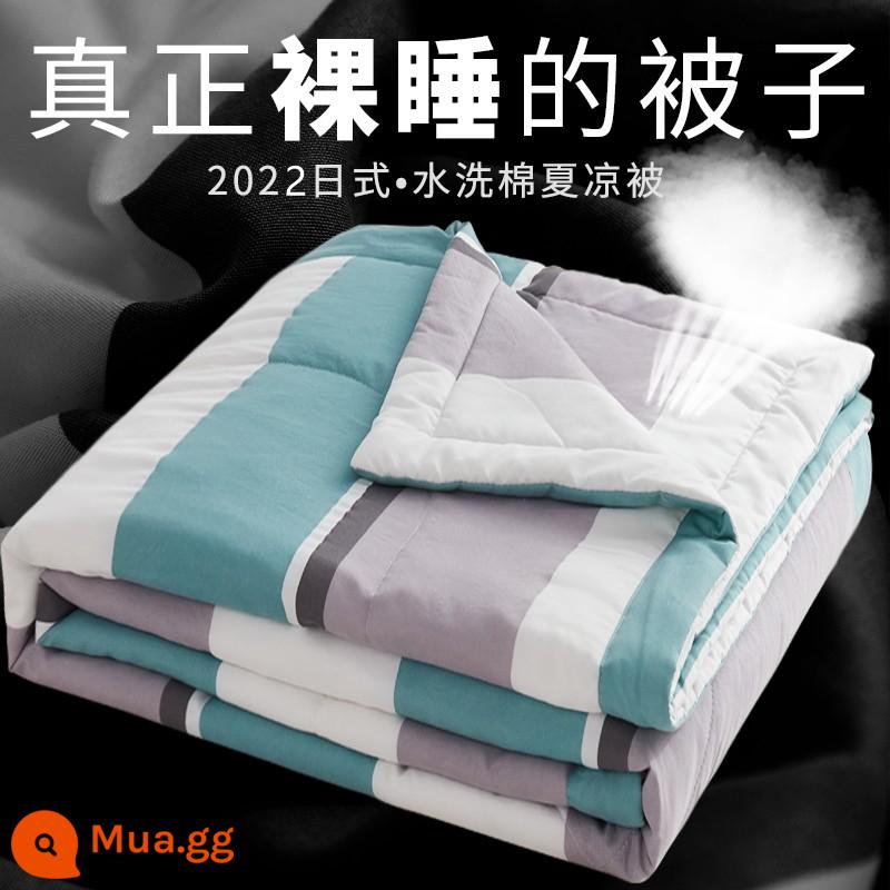 Cotton có thể giặt được mùa hè mát chăn điều hòa không khí đôi có thể giặt bằng máy cho trẻ em độc thân ký túc xá sinh viên mùa hè chăn mỏng - Dian Shang-Green