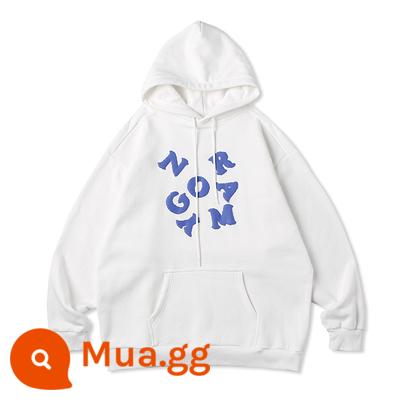 NGOARMY nory quốc triều xốp in chữ T cotton dày vài Plus nhung trùm đầu đơn giản chữ Nhật cotton dày T - Màu trắng (phiên bản lông cừu)