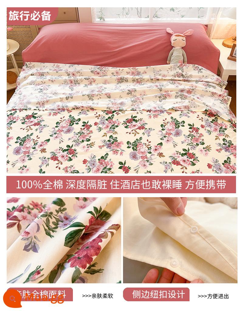 Cotton Bẩn Túi Ngủ Khách Sạn Du Lịch Du Lịch Di Động Giường Vỏ Chăn 4 Bộ Du Lịch Tàu Ngủ Hiện Vật - L Man Yuan Fang Hua (túi ngủ) - túi đựng đồ cùng kiểu dáng miễn phí