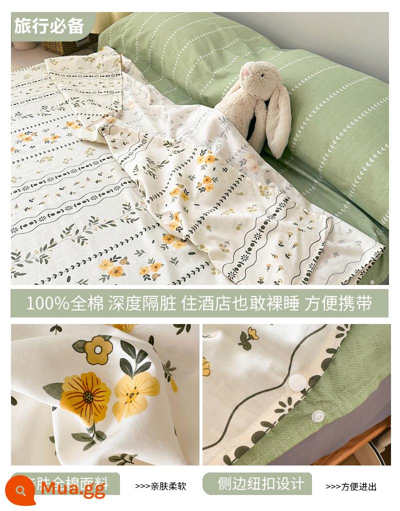 Cotton Bẩn Túi Ngủ Khách Sạn Du Lịch Du Lịch Di Động Giường Vỏ Chăn 4 Bộ Du Lịch Tàu Ngủ Hiện Vật - J Youyoucao (túi ngủ) - đi kèm túi đựng tương tự