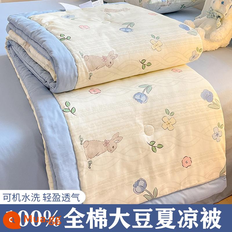 Mùa hè cotton nguyên chất có thể giặt bằng máy mùa hè thoáng mát chăn 4 mảnh duy nhất ký túc xá sinh viên giường mỏng điều hòa đậu tương chăn - Thiên đường thỏ YJY