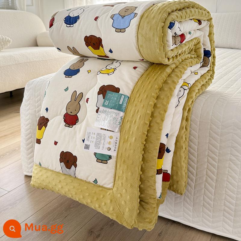 Bông mùa hè cotton nguyên chất hạt đậu chăn nhỏ có thể giặt bằng máy đậu tương mùa hè chăn mát trẻ em độc thân mùa xuân và mùa thu điều hòa không khí chăn mỏng - YYJF Miffy và những người bạn của cô ấy