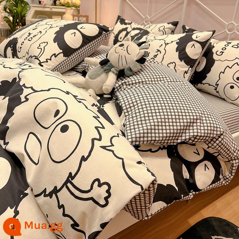 Disney Mickey Giường Cotton Bộ 4 Bộ 100 Cotton Bộ Đồ Giường Trẻ Em Bộ 3 Món Nam Vỏ Chăn Trang Bị tấm Tấm 4 - J than bánh nhỏ