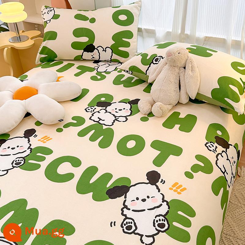 Khăn trải giường hoạt hình một mảnh cotton nguyên chất 1,5 mét chăn bông ký túc xá sinh viên trẻ em đơn 100 tấm vải cotton nguyên chất dành cho nữ Bộ ba mảnh 2 - MC Lucky Dog [100% cotton Tân Cương, mềm mại và thân thiện với da hơn]