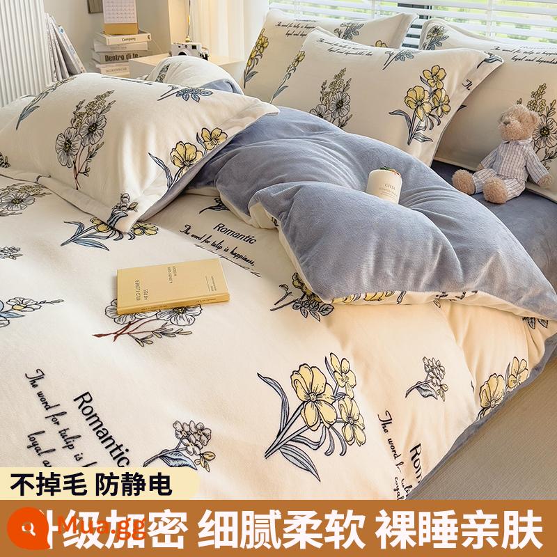 Lông cừu san hô vỏ chăn đơn sữa flannel chăn lõi bao nhung 2 mặt đôi đơn mùa đông ấm áp làm dày - Thạch cỏ (dày và nhung)