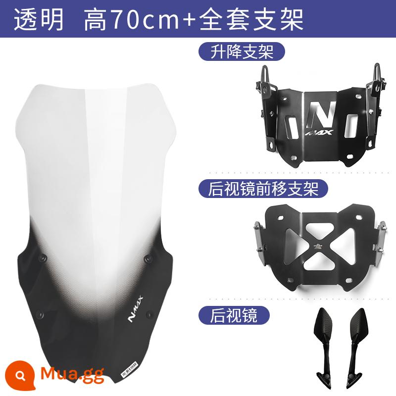 Thích hợp cho kính chắn gió phía trước kính chắn gió 20-22 Yamaha NMAX155 nâng gương chiếu hậu về phía trước khung điều hướng di chuyển - Nâng độ cao 70 + gương chiếu hậu trong suốt