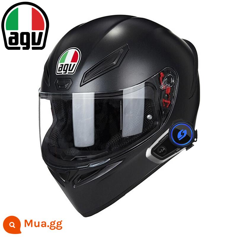 AGV K1 xe máy mũ bảo hiểm nam nữ đua xe máy full mũ chạy mũ bảo hiểm đen 8 vương miện tiểu cá mập đen rùa nhỏ bốn mùa - K1 đen mờ với tai nghe V8S (SF Express miễn phí vận chuyển)