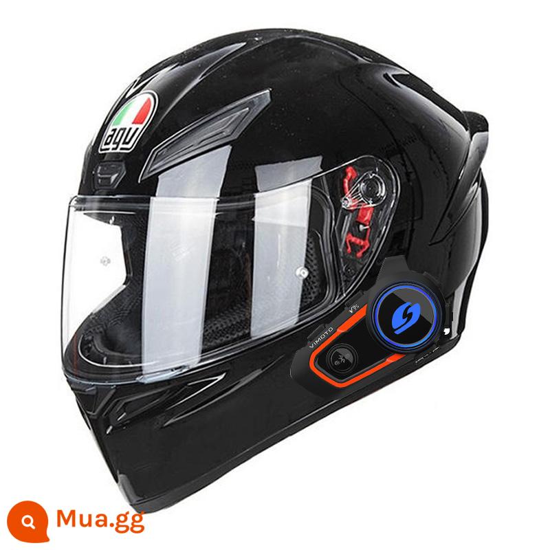 AGV K1 xe máy mũ bảo hiểm nam nữ đua xe máy full mũ chạy mũ bảo hiểm đen 8 vương miện tiểu cá mập đen rùa nhỏ bốn mùa - K1S đen sáng kèm tai nghe V9S (SF Express miễn phí vận chuyển)