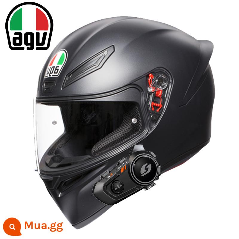 AGV K1 xe máy mũ bảo hiểm nam nữ đua xe máy full mũ chạy mũ bảo hiểm đen 8 vương miện tiểu cá mập đen rùa nhỏ bốn mùa - K1 màu đen mờ với Bluetooth V9X (SF Express miễn phí vận chuyển)