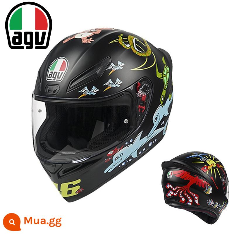 AGV K1 xe máy mũ bảo hiểm nam nữ đua xe máy full mũ chạy mũ bảo hiểm đen 8 vương miện tiểu cá mập đen rùa nhỏ bốn mùa - K1 Matt Black Zoo (Miễn phí vận chuyển bằng SF Express)