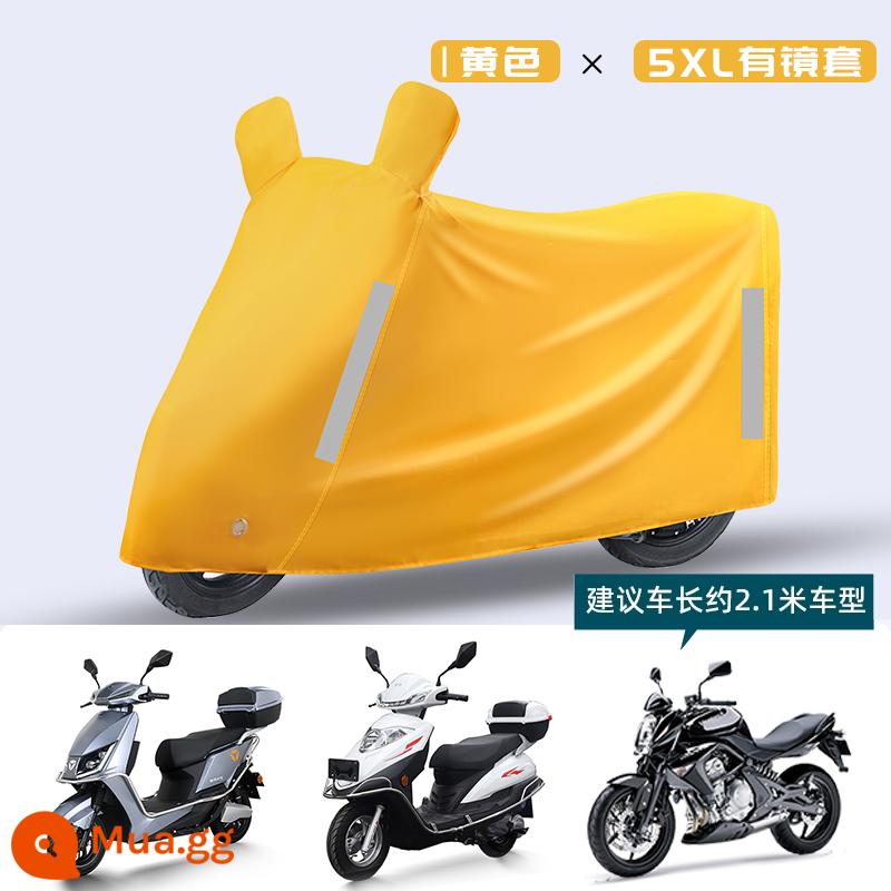 Che mưa xe điện dày phủ xe full bộ che mưa xe điện đầu máy chống nắng che xe đạp áo mưa - 5XL vàng gương [Oxford dày + túi chống thấm nước + chống mưa nắng]