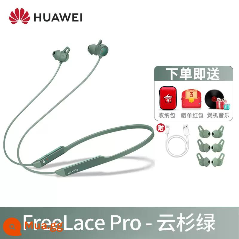 Tai nghe Bluetooth thể thao không dây Huawei FreeLace Pro treo cổ loại dây buộc giảm tiếng ồn chủ động chính hãng - vân sam xanh